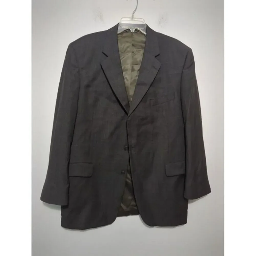 Jack Victor Loro Piana Zelander‎ Wool Blazer 46L Charcoal Grey Glen Plaid Jacket